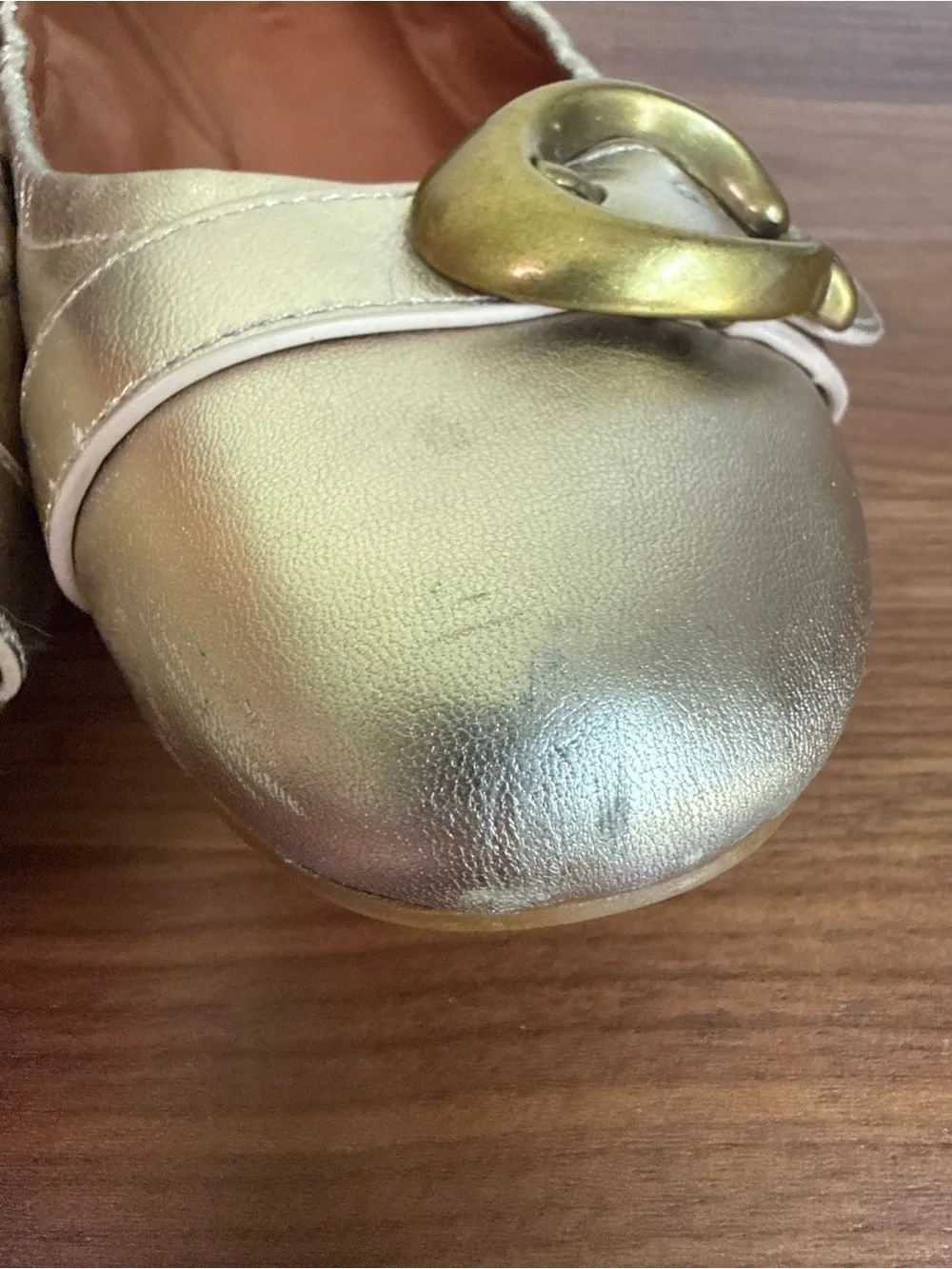 Coach Stanton Metallic Gold Ballet Flats, size 10